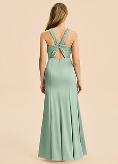 Azazie Rue Junior Agave Mermaid Pleated Stretch Satin Dress image2