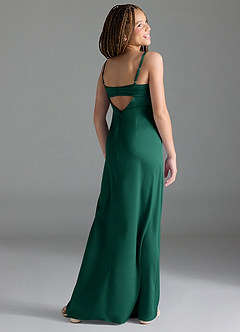 Azazie Leonis Junior Emerald A-Line Pleated Stretch Satin Dress image5