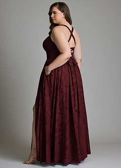 Azazie Francis Bridesmaid Dresses Cabernet A-Line Corset Floral Burnout Dress image10