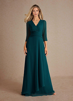 Azazie Mayfield Mother of the Bride Dresses Pine A-Line Pleated Chiffon Dress image6