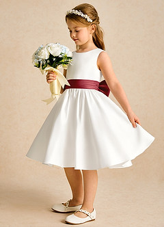 Azazie Sosie vestidos de niña de las flores Vestido de Marfil Granada de Satin Mate de Corte En A con Plisado image3