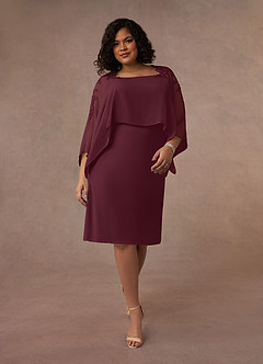 Azazie Maryam vestidos de madre de la novia Vestido de Cabernet de Gasa de Recto con Encaje image7