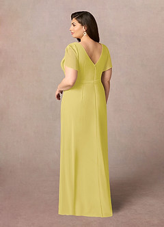 Azazie Marianne Kleider für die Brautmutter Etui V-Hals Gefaltet Chiffon Kleid Kanarienvogel image9
