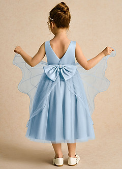 Azazie Pear Flower Girl Dresses Powder Blue Ball-Gown Bow Tulle Dress image3