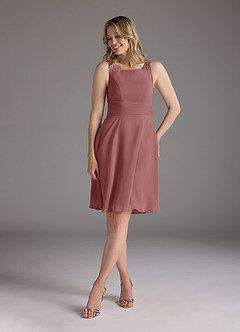 Azazie Shirley Mother of the Bride Dresses Desert Rose A-Line Scoop Pleated Chiffon Dress image5