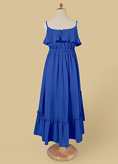 Azazie Karmen Flower Girl Dresses Royal Blue A-Line Ruched Chiffon Dress image7