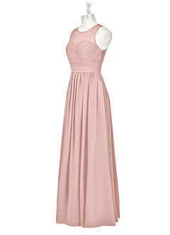 Azazie Nina Bridesmaid Dresses Powder Pink A-Line Pleated Chiffon Dress image8