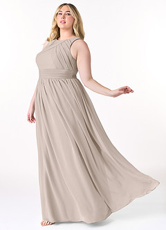 Azazie Harper Robes de demoiselle d'honneur Robe Trapèze en Mousseline de soie Plissée Givre image8
