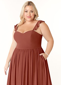 Azazie Metz Final Sale Auburn A-Line Sweetheart Ruched Chiffon Dress image11