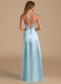 Azazie Mei Bridesmaid Dresses Sky Blue A-Line Metallic Satin Dress image5