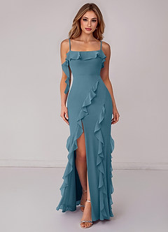 Azazie Malia Bridesmaid Dresses Bermuda Sheath Ruched Chiffon Dress image1