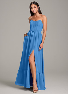 Azazie Kailee Bridesmaid Dresses Blue Jay A-Line with Pockets Chiffon Dress image4