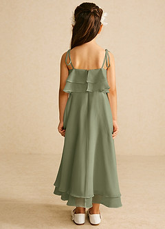 Azazie Temi Flower Girl Dresses Pistachio A-Line Spaghetti Strap Chiffon Dress image5
