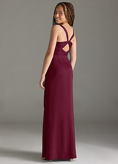 Azazie Mero Junior Mulberry Mermaid Pleated Stretch Satin Dress image2