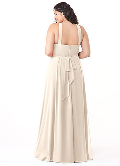 Azazie Dixie Bridesmaid Dresses White Alabaster A-Line Halter Pleated Chiffon Dress image10