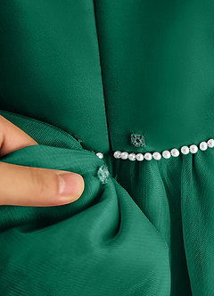 Azazie Lass Flower Girl Dresses Emerald A-Line Bow Tulle Dress image7