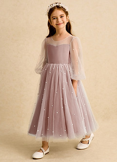 Azazie Trudy Flower Girl Dresses Cedar Rose Ball-Gown Sweetheart Neckline Tulle Dress image4