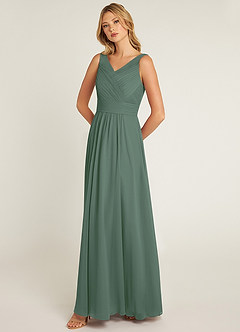 Azazie Pierrette Brautjungfernkleider A-Linie Plissee Chiffon Kleid Eukalyptus image3
