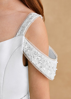 Azazie Judi Flower Girl Dresses White A-Line Matte Satin Dress image5