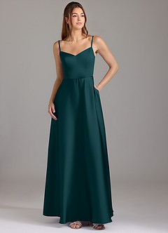 Azazie Marley Bridesmaid Dresses Pine A-Line Off the Shoulder Stretch Satin Convertible Dress image3