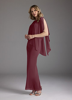 Azazie Aspyn Mother of the Bride Dresses Cabernet Sheath Beaded Mesh Dress image5