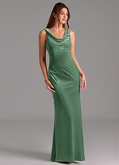 Azazie Rylina Bridesmaid Dresses Eucalyptus Mermaid Bow Velvet Dress image3