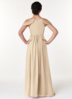 Azazie Seneca Junior A-Linie Schulterfrei Chiffon Kleid Champagner image2