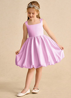 Azazie Nirvana Robe Demoiselle D'honneur Fillette Robe Princesse en Mat Satiné Rayé Rose Bonbon image3