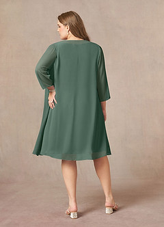 Azazie Shirley Mère de la mariée Robes Robe Trapèze en Mousseline de soie Plissé Scoop Mousse De Mer image9