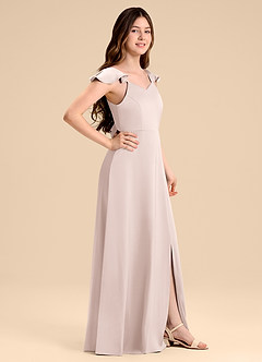 Azazie Everett Junior Vestido de Rosa Rubor de Satén Elástico de Corte en A con Lazo image3