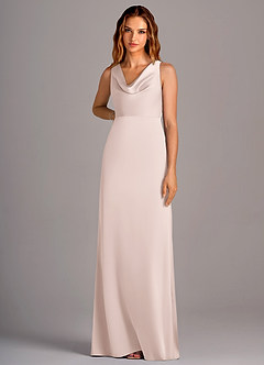 Azazie Wrenlee Bridesmaid Dresses Blushing Pink A-Line Stretch Satin Dress image6