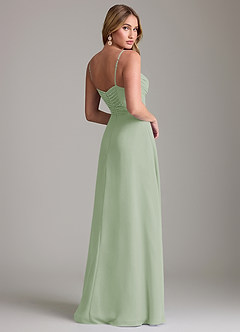 Azazie Terese Bridesmaid Dresses Dusty Sage A-Line Pleated Chiffon Dress image2