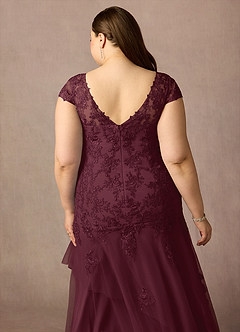 Azazie Romy Kleider für die Brautmutter Meerjungfrau-Linie V-Hals Pailletten Tüll Kleid Cabernetrot image12