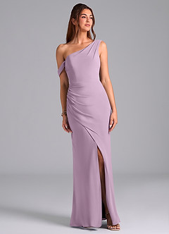 Azazie Madelyn Jurken voor bruidsmeisjes Converteerbaar Jurk van Chiffon met Zeemeermin Off the Shoulder Blauweregen image1
