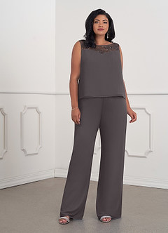 Azazie Maura Mother of the Bride Dresses Steel Grey Jumpsuit/Pantsuit Sequins Chiffon Dress image15