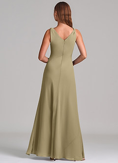 Azazie Nerine Brudtärnklänningar Klä av A-Linje i Chiffong Plisserad Mossgrön image5