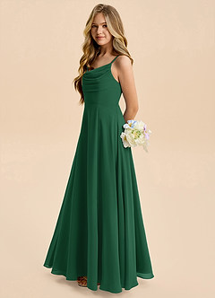 Azazie Gia Junior Dark Green A-Line Pleated Chiffon Dress image1