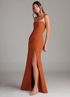 Azazie Leonis Bridesmaid Dresses Cinnamon Sheath Strapless Chiffon Convertible Dress image3