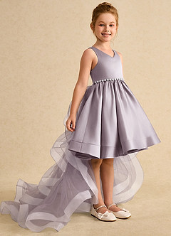 Azazie Julietta Flower Girl Dresses Dusk Ball-Gown Convertible Tulle Dress image3