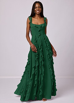 Barbie ♥ Azazie Bridesmaid Dresses Dark Green A-Line with Pockets Chiffon Dress image4