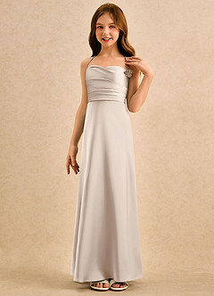 Azazie Kandi Girls Formal Final Sale White Alabaster A-Line Sweetheart Neckline Stretch Satin Dress image5