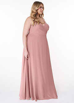 Azazie Davis Robes de demoiselle d'honneur Robe Trapèze en Mousseline de soie Col en V Rose Poussiéreuse image10