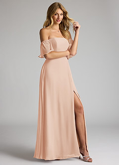 Azazie Sue Bridesmaid Dresses English Rose A-Line Off the Shoulder Chiffon Convertible Dress image5
