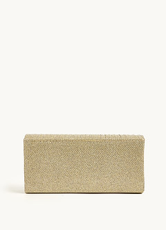 front Shimmer Pleated Flap Clutch