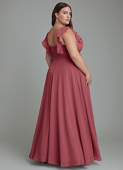 Azazie Leilani Bridesmaid Dresses Merlot A-Line Pleated Chiffon Dress image7
