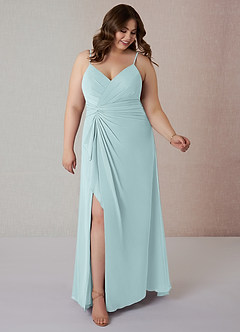 Azazie Emerald Final Sale Mist A-Line Ruffled Chiffon Dress image7