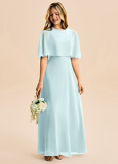 Azazie Maris Junior Abito A-Line in Chiffon Sea Glass image6