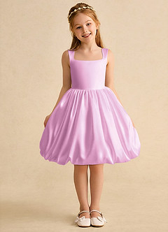 Azazie Nirvana Robe Demoiselle D'honneur Fillette Robe Princesse en Mat Satiné Rayé Rose Bonbon image2