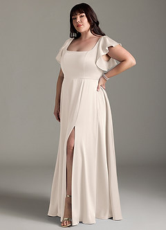 Azazie Bondi Bridesmaid Dresses White Alabaster A-Line Bow Stretch Satin Dress image9