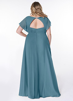 Azazie Rylee At-home Try On Dresses Dusty Sage A-Line Pleated Chiffon Dress image7